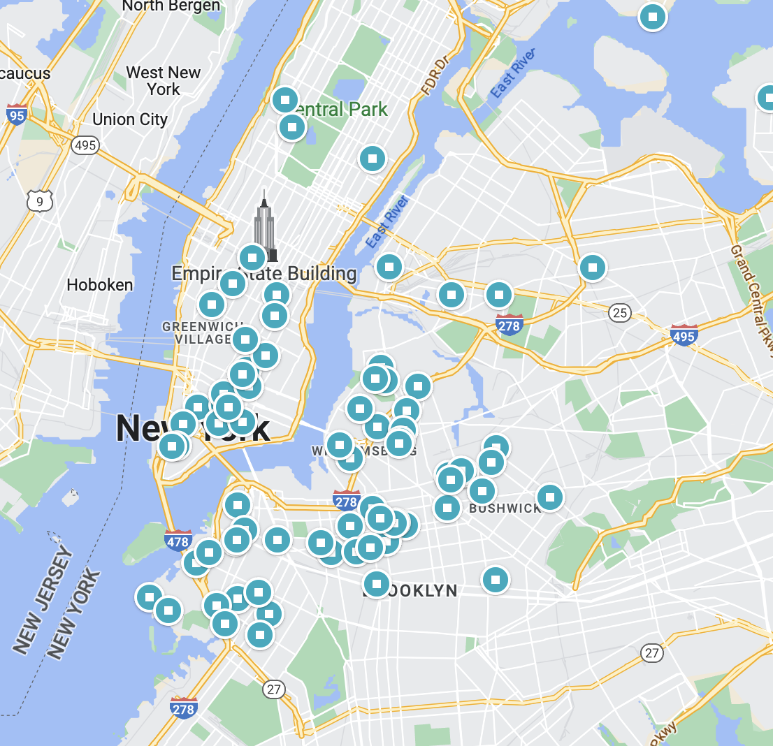 Map of store recommendations in NYC